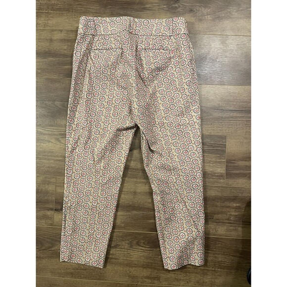 Ann Taylor LOFT Julie Dress Pants Medallion Print Cotton Tan 25” Ankle Size 4 - Picture 3 of 7